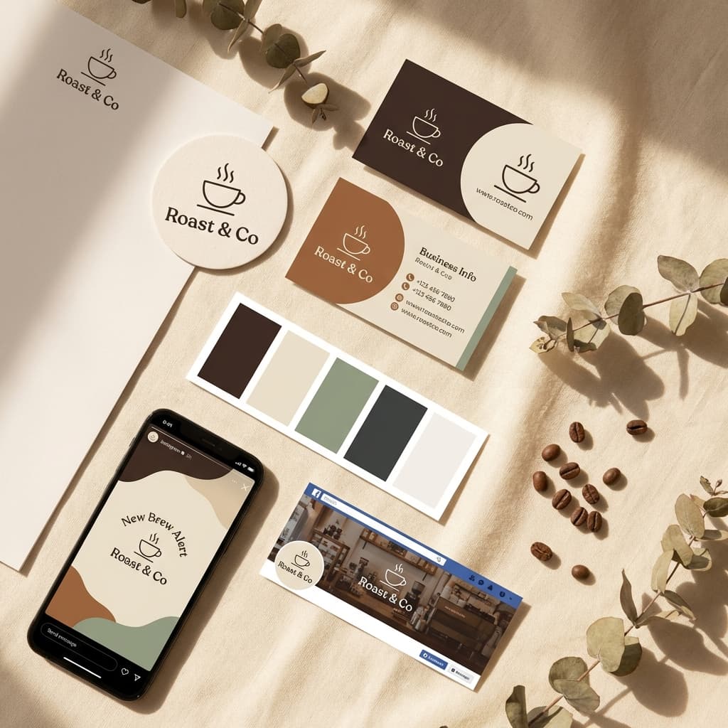 Preview of a complete brand kit generated by Instant Brand